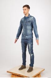 Whole Body Man Animation references Casual Jeans Slim Studio photo references